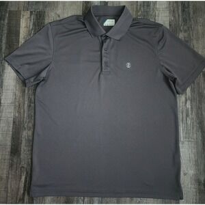 IZOD Golf Polo Shirt Mens Size M Gray Micro Grid Short Sleeve Performance